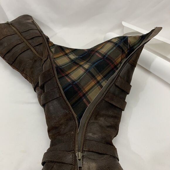 Born Women 8 M Boots Suede Knee High - Low Heel Riding Boots Dark Brown D70723 - Picture 12 of 16